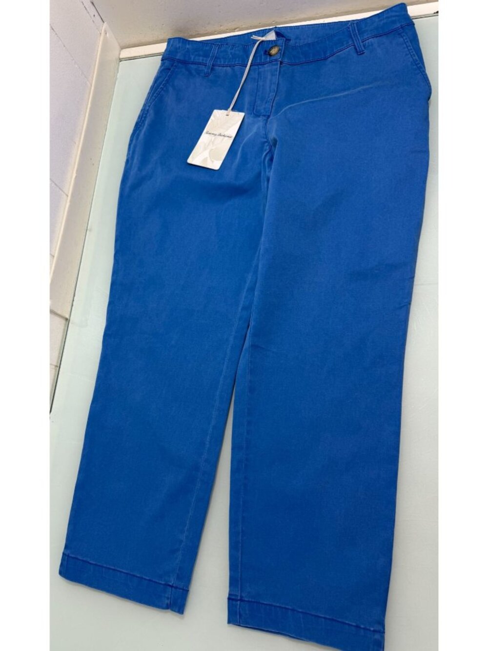 Tommy Bahama Boracay Cropped Chino Pants Capris Women's Size 4 Tencel Blend Blue